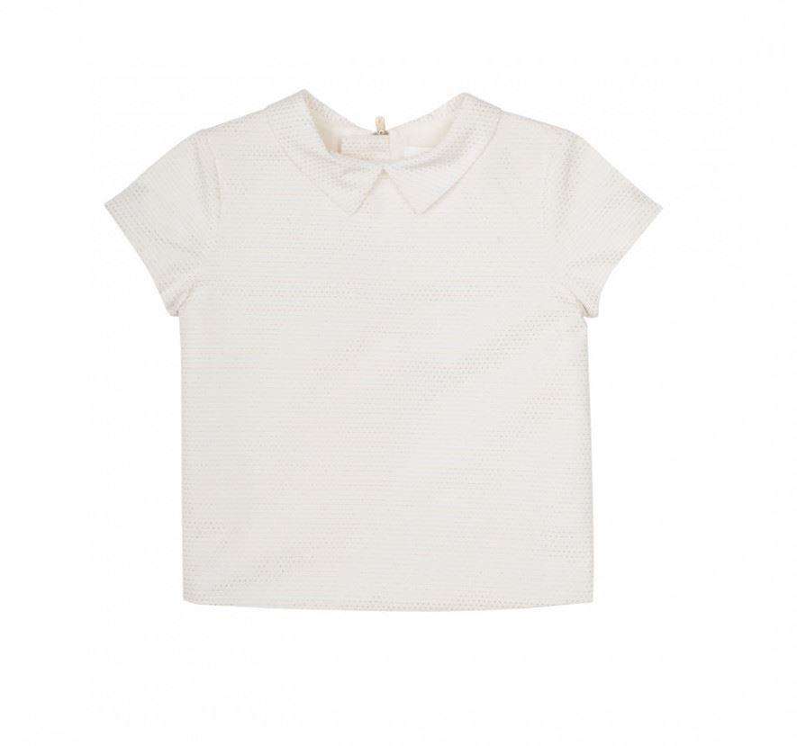 BONPOINT GIRLS GOLD POLKA DOT COQUET BLOUSE 4 YEARS