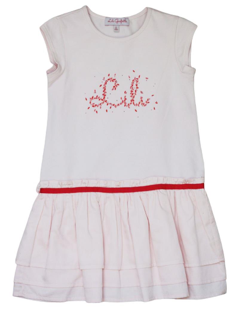LILI GAUFRETTE GIRLS PINK LOGO DRESS 4 YEARS