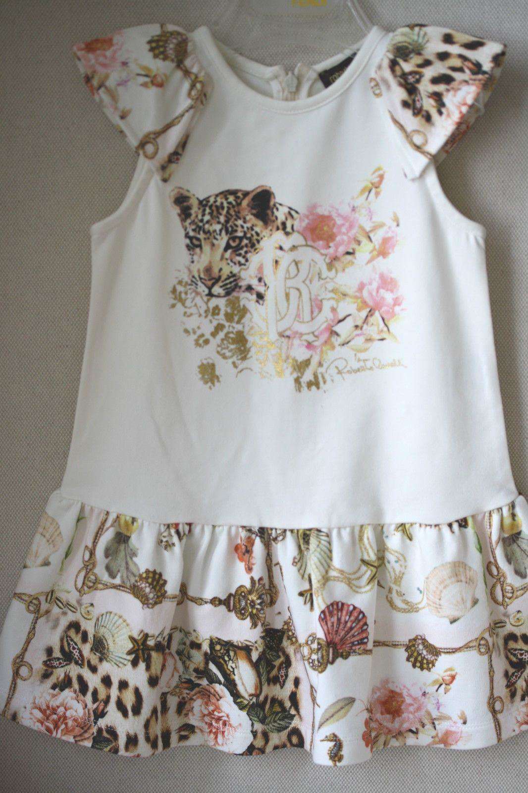 ROBERTO CAVALLI BABY VINTAGE ROSE LEOPARD JERSEY DRESS 18 MONTHS