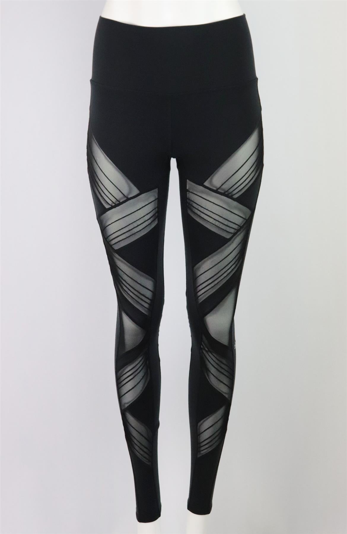 ALO YOGA MESH PANELLED HIGH RISE STRETCH LEGGINGS SMALL