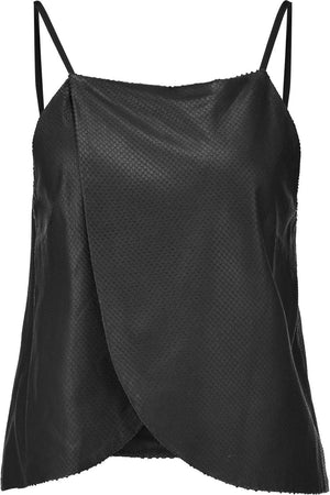 MICHELLE MASON BLACK PYTHON EFFECT LEATHER CAMISOLE US 2 UK 6
