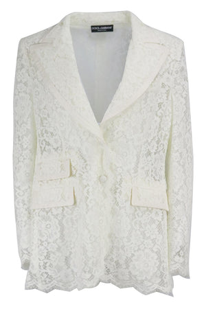 DOLCE AND GABBANA SATIN TRIMMED CORDED LACE BLAZER IT 50 UK 18