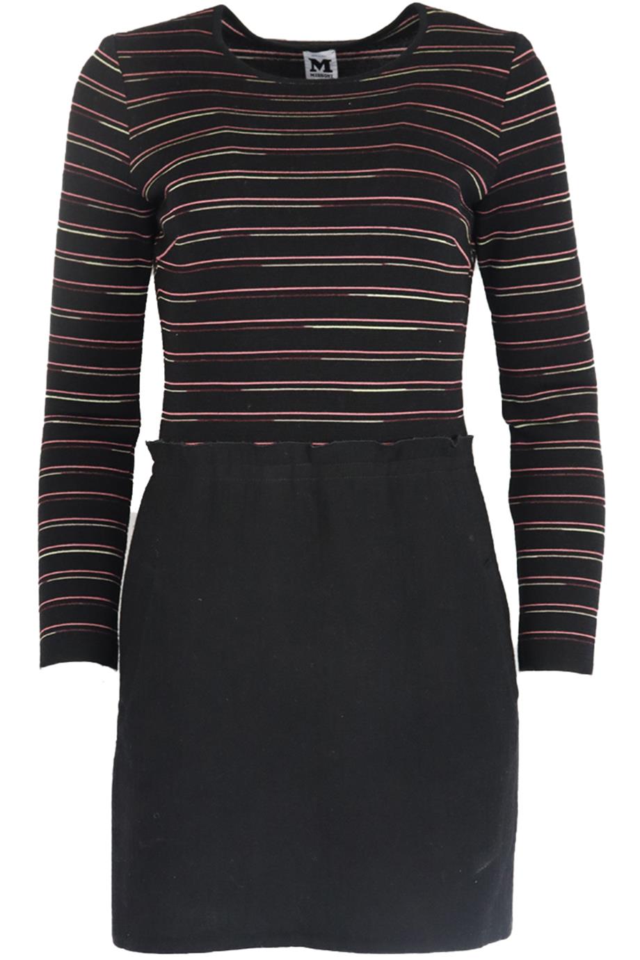 M MISSONI STRIPED STRETCH KNIT AND WOOL MINI DRESS MEDIUM