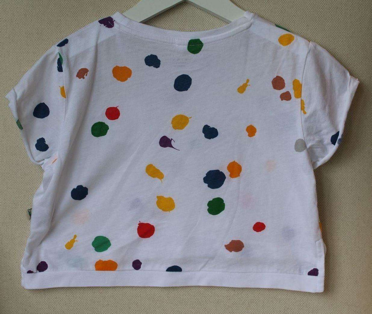 STELLA MCCARTNEY KIDS BABY GIRLS WHITE SPOTTY PLUM CROPPED TOP 3 YEARS