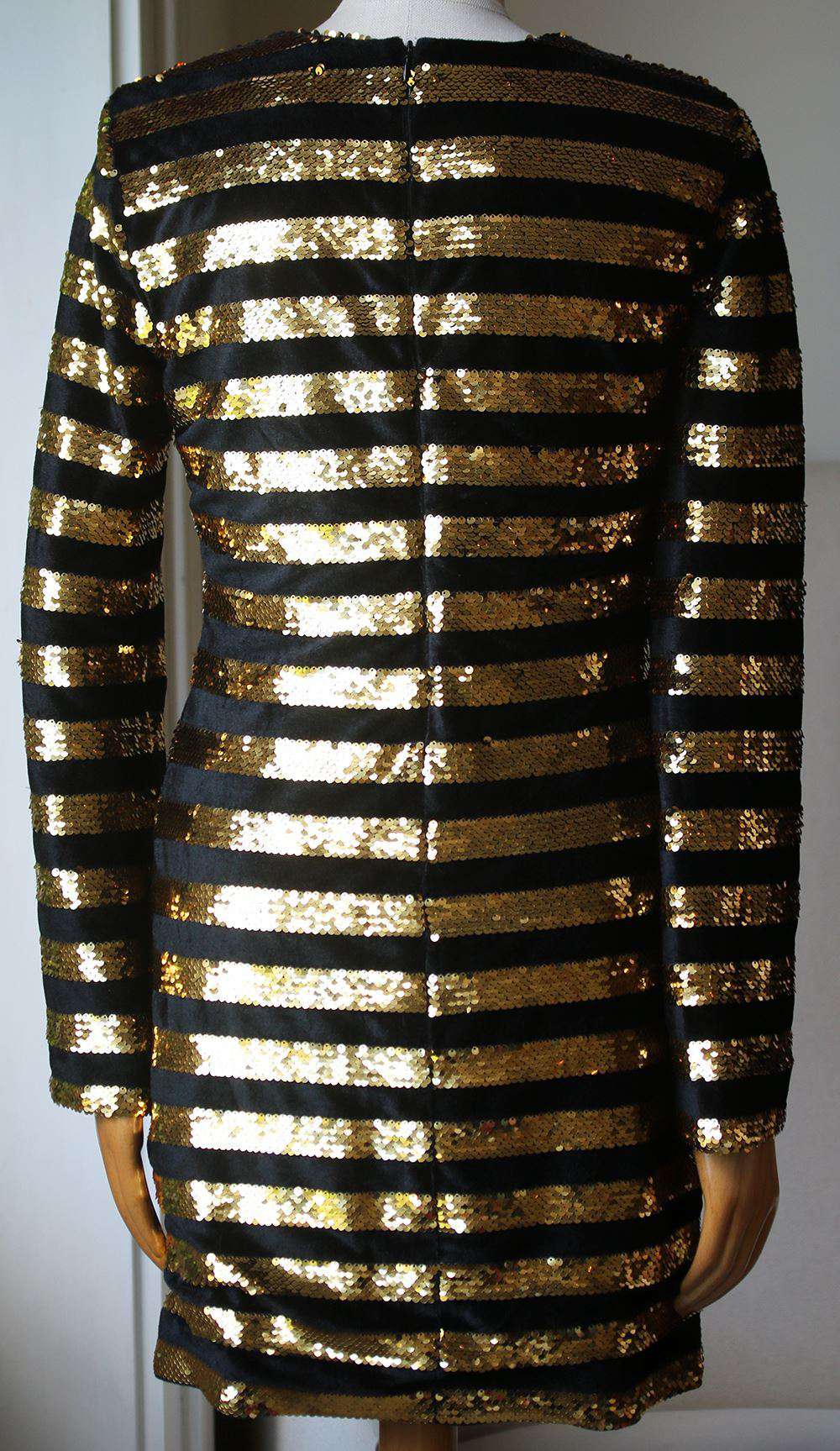 rta sequin dress RTA Women Dress Size 6 Striped Sequin Mini Dress New One Shoulder