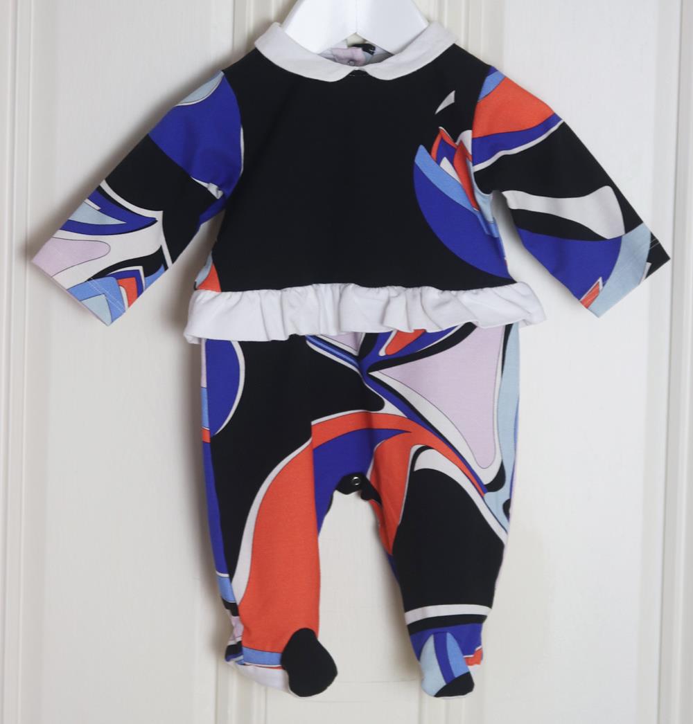 EMILIO PUCCI BABY GIRLS COTTON JERSEY BABYGROW 3 MONTHS