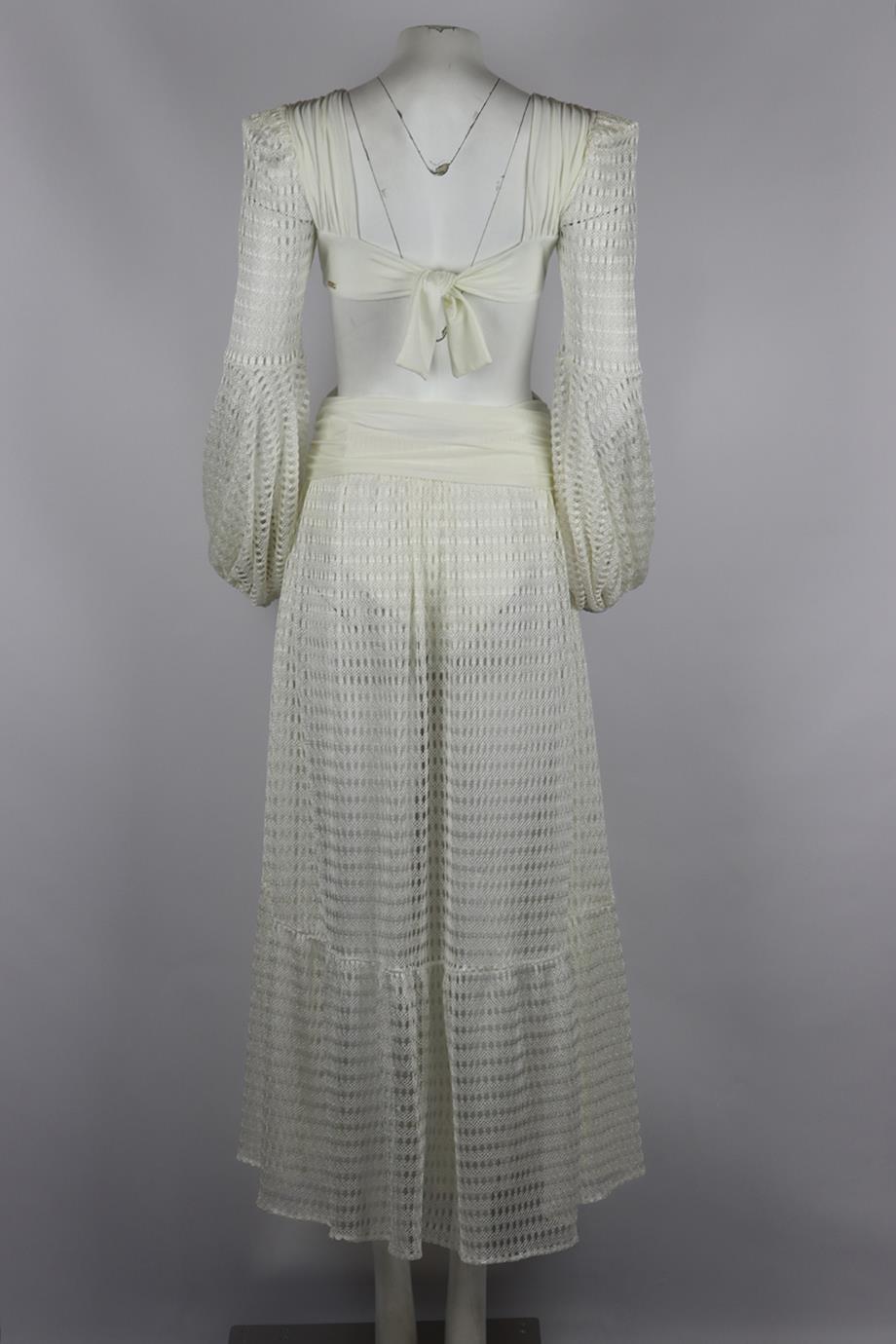 PATBO STRETCH JERSEY AND CROCHET KNIT MAXI DRESS SMALL