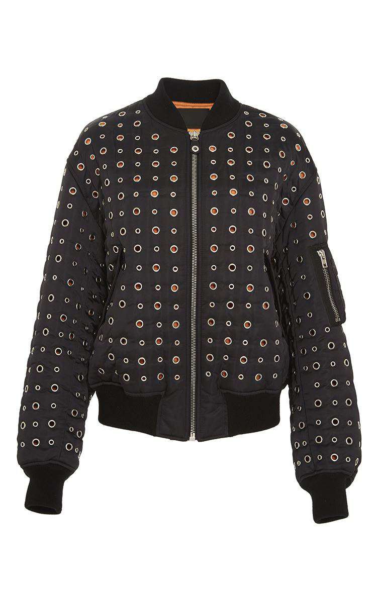ALEXANDER WANG GROMMETED TWILL BOMBER JACKET MEDIUM