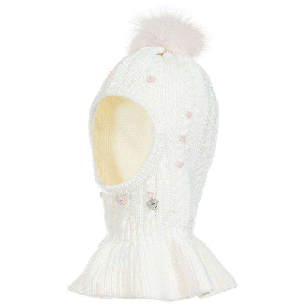 IL TRENINO KIDS GIRLS IVORY WOOL BALACLAVA HAT SIZE 1 4-6 YEARS