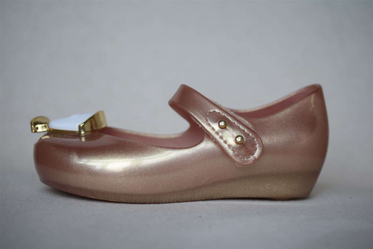 MINI MELISSA GIRLS BEAUTY & THE BEAST ROSE GOLD JELLY SHOES EU 24 UK 7