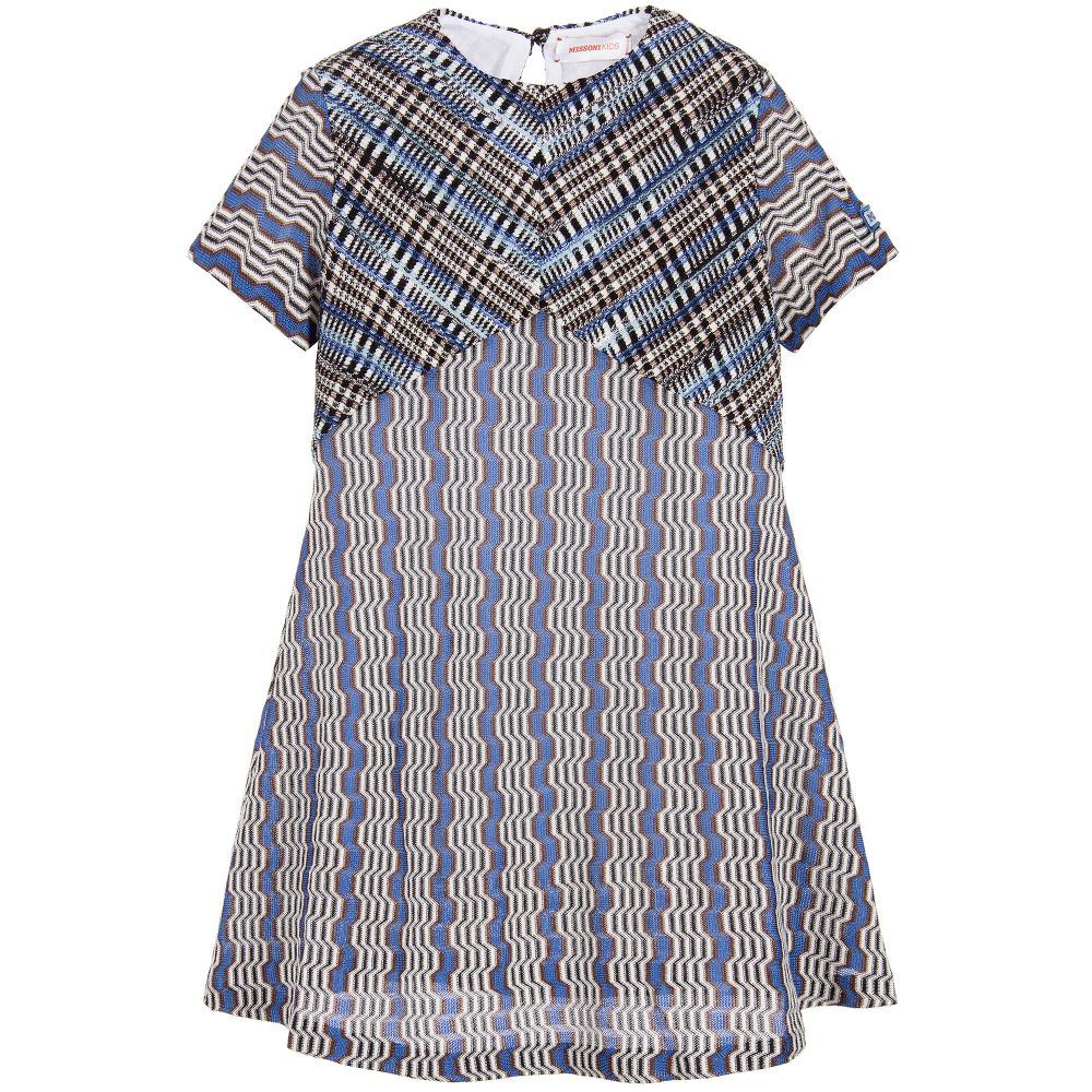 MISSONI GIRLS BLUE ZIGZAG DRESS 4-5 YEARS