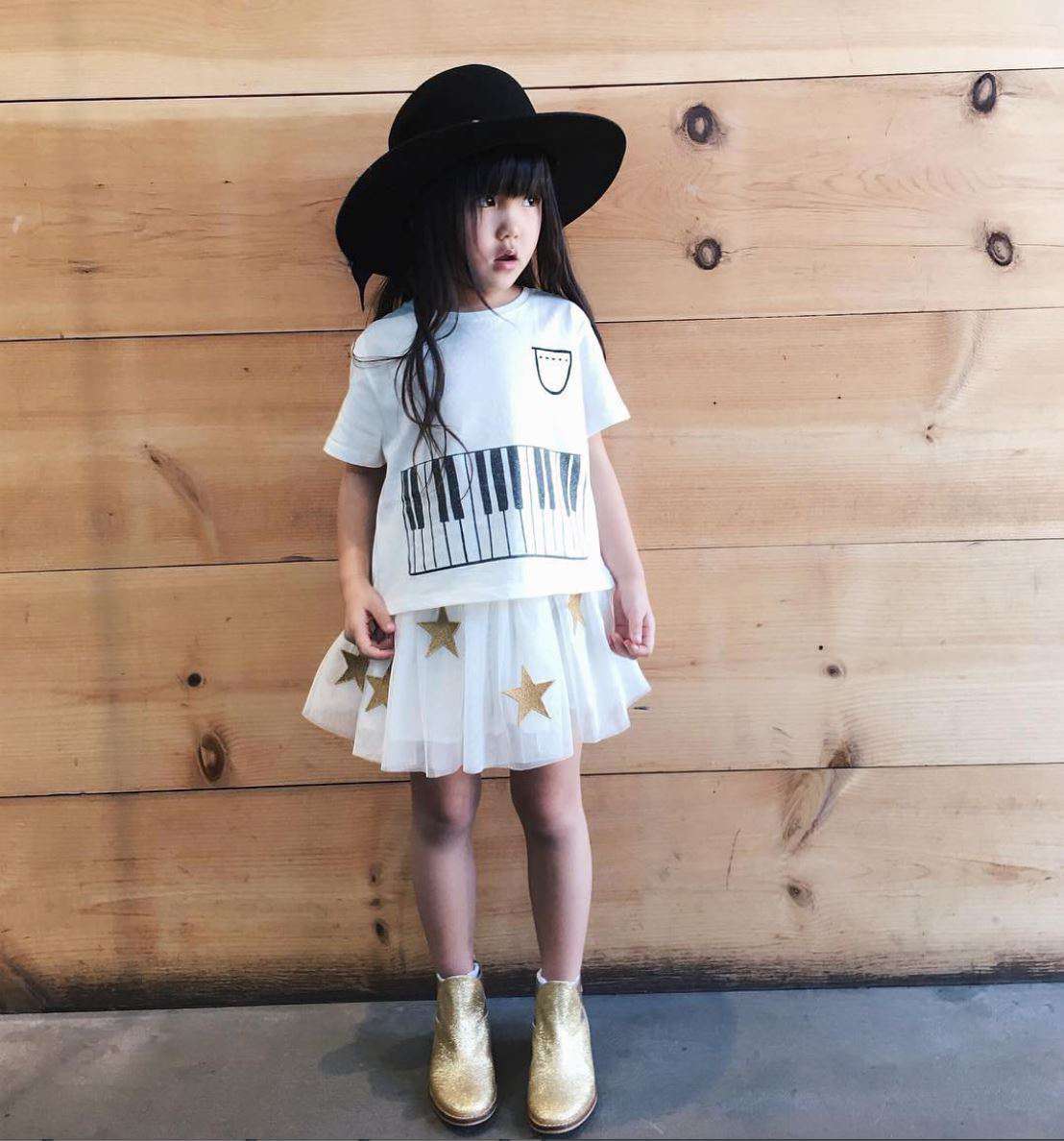 STELLA MCCARTNEY KIDS GIRLS IVORY TULLE HONEY SKIRT WITH GOLD STARS 4 YEARS