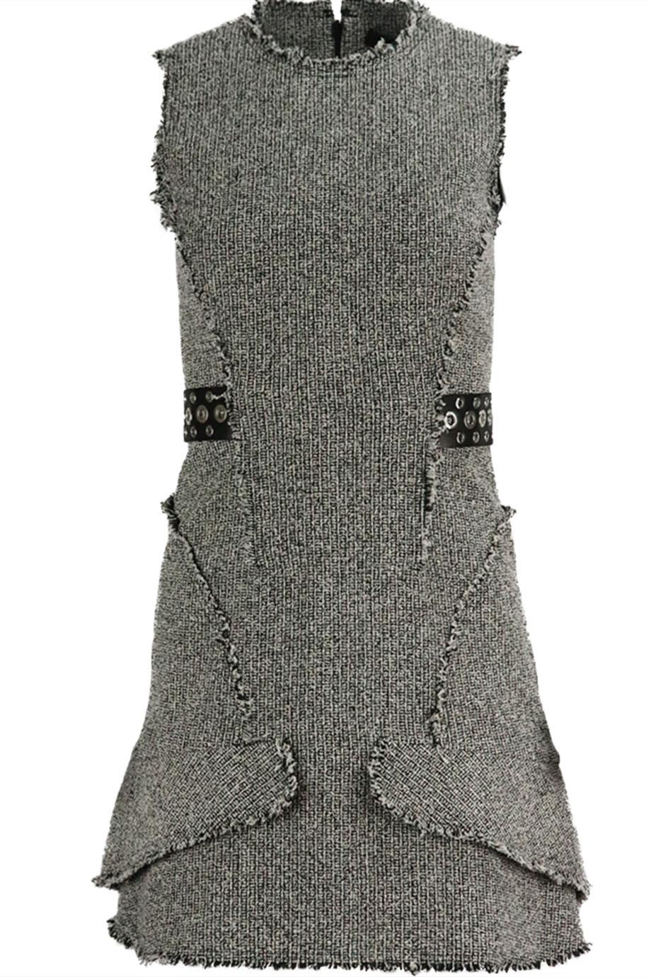 ALEXANDER WANG EYELET EMBELLISHED TWEED MINI DRESS US 0 UK 4