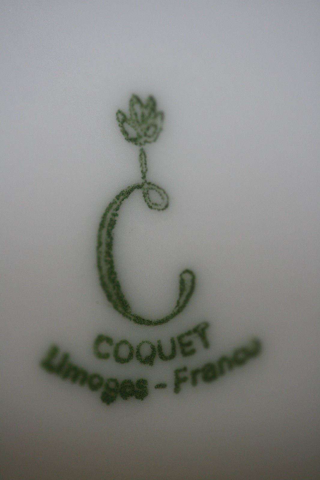 MONOGRAMMED J L COQUET LIMOGES PORCELAIN PLATE X 10