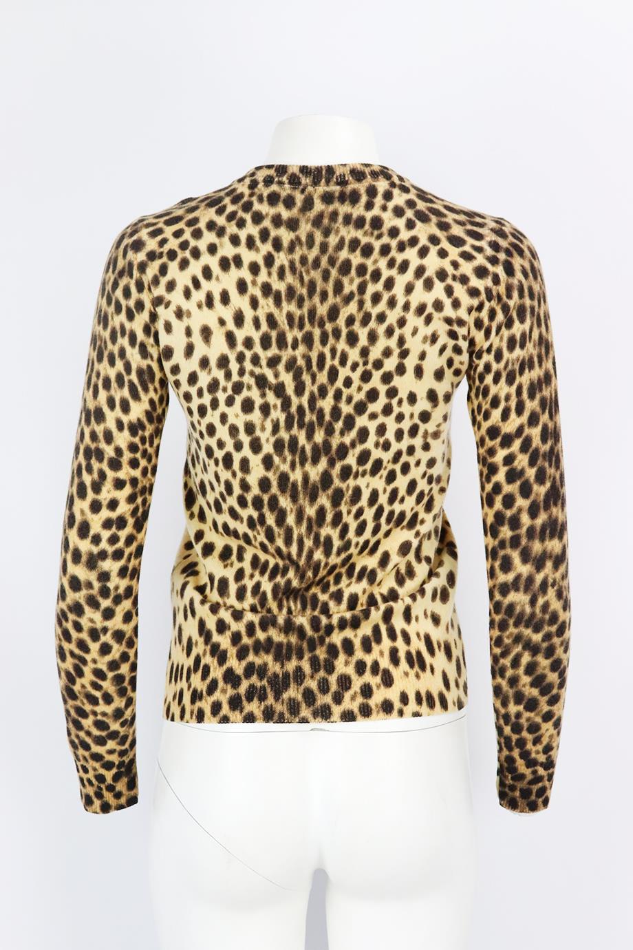 DOLCE AND GABBANA LEOPARD JACQUARD WOOL TOP AND CARDIGAN SET IT 38 UK 6