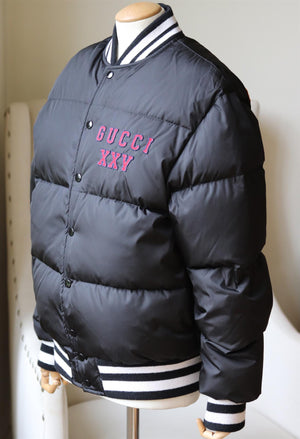 GUCCI APPLIQUÉD QUILTED SHELL BOMBER JACKET IT 44 UK 12