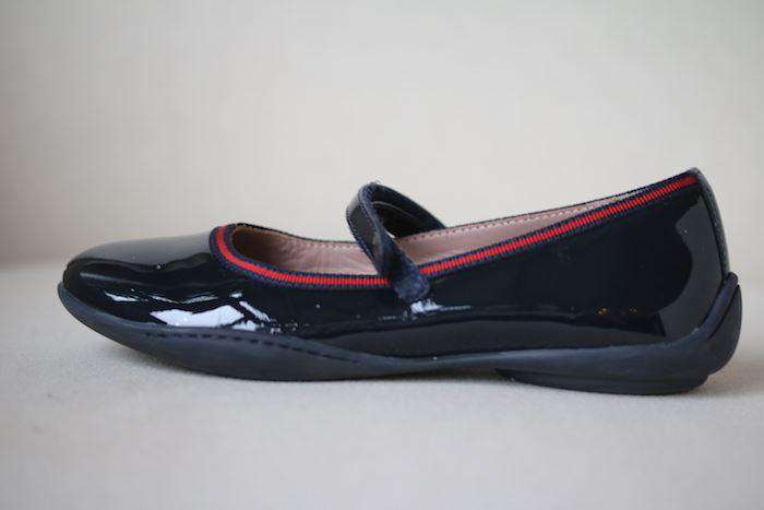 GUCCI GIRLS BLACK PATENT WEB SHOES EU 28 UK 10