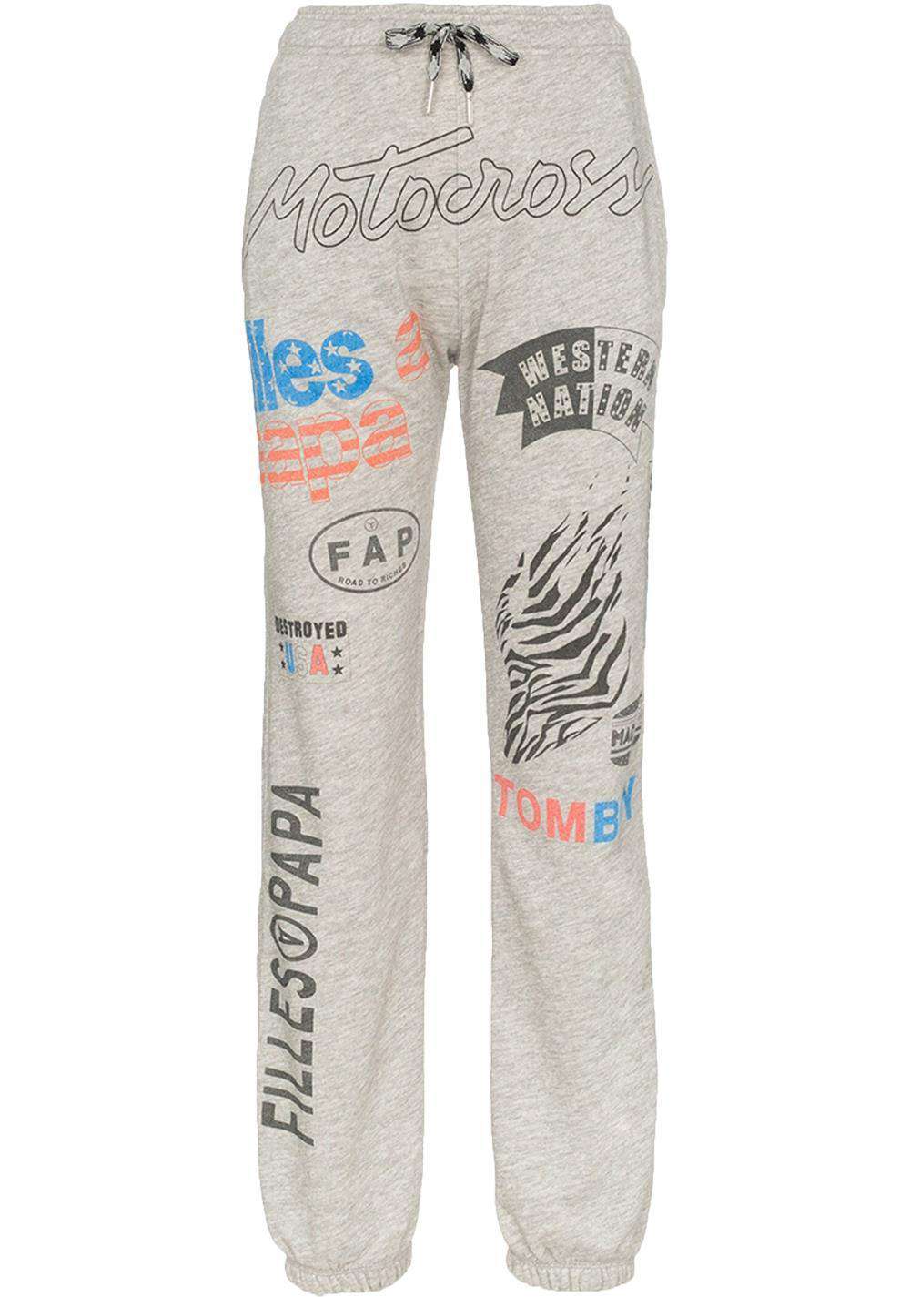 FILLES A PAPA SLOGAN PRINT COTTON JERSEY TRACK PANTS UK 8