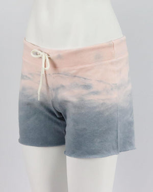 MONROW TIE DYED COTTON BLEND JERSEY SHORTS SMALL