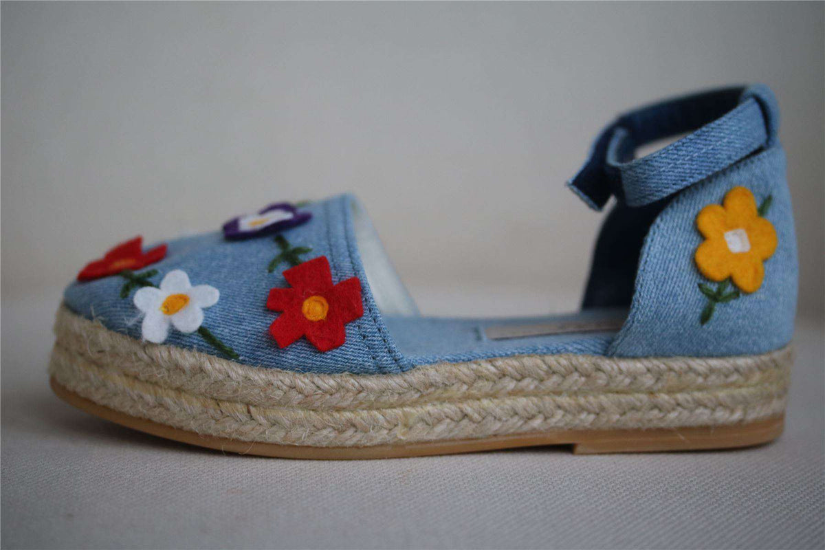 STELLA MCCARTNEY KIDS GIRLS LIGHT BLUE ESPADRILLE SANDALS EU 27 UK 9 US 10