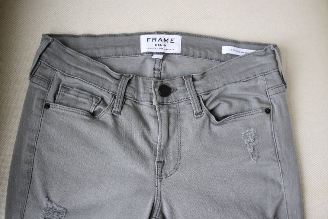 FRAME LE SKINNY DE JEANNE WILSHIRE GREY JEANS W25 UK 6/8