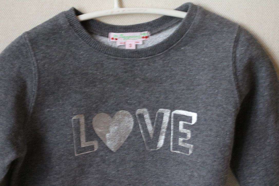 BONPOINT BABY GIRLS GREY LOVE SWEATSHIRT 3 YEARS