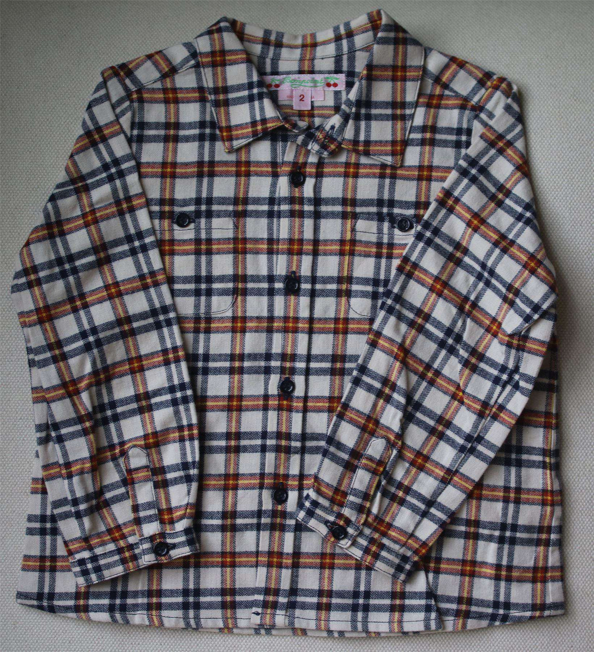 BONPOINT BABY PLAID MICO SHIRT 2 YEARS