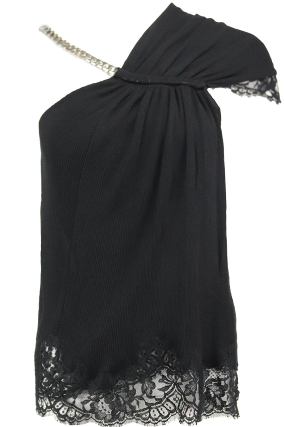 GIVENCHY LACE TRIMMED RIBBED KNIT TOP SMALL