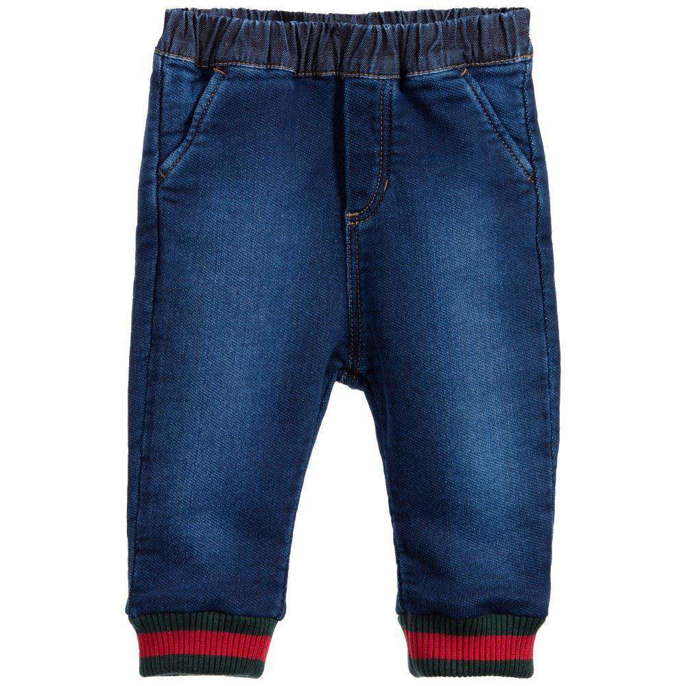 GUCCI BABY BOYS NAVY BLUE JOG JEAN TROUSERS 12-18 MONTHS