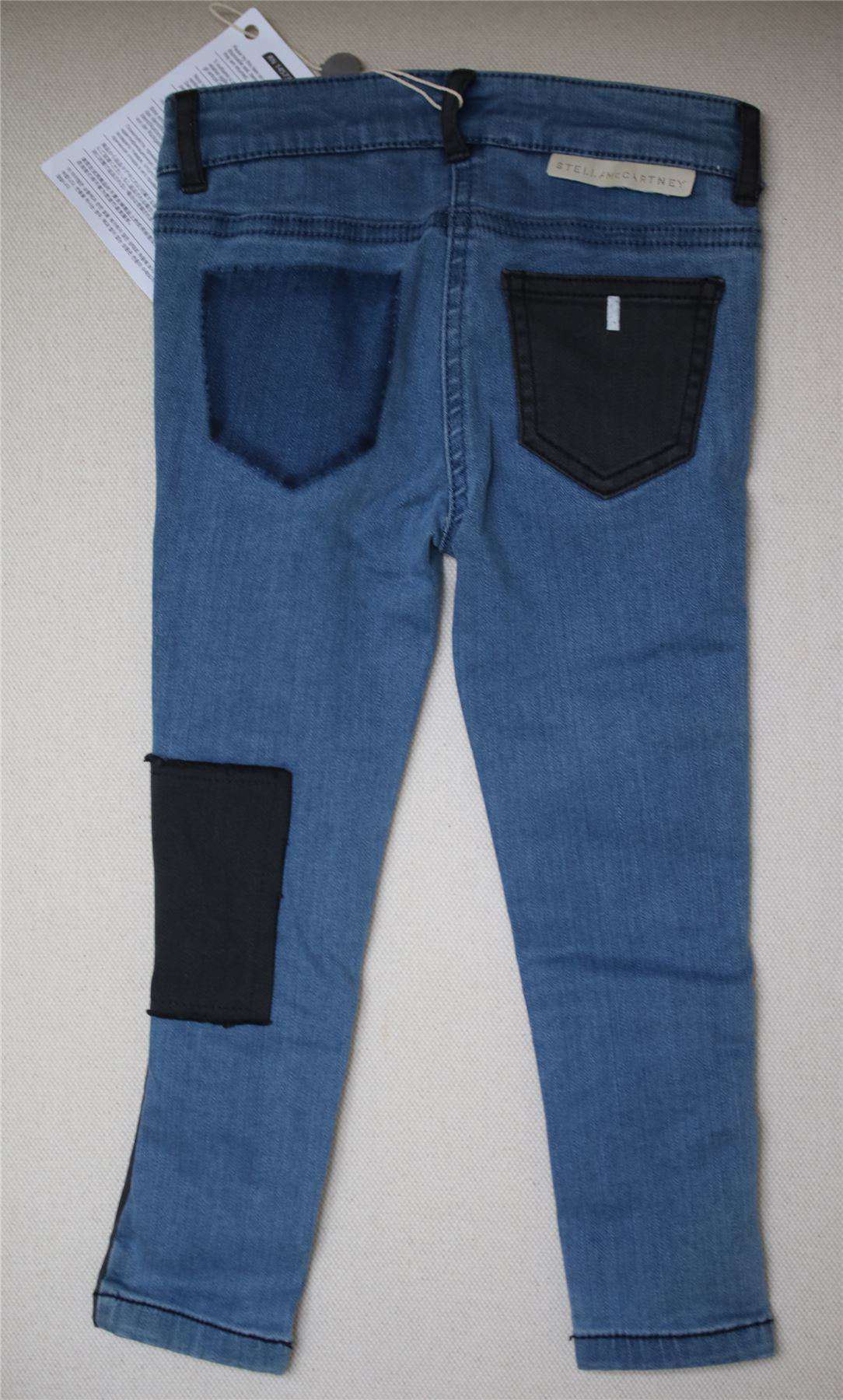 STELLA MCCARTNEY KIDS GIRLS BLUE & BLACK PATCH JEANS 4 YEARS
