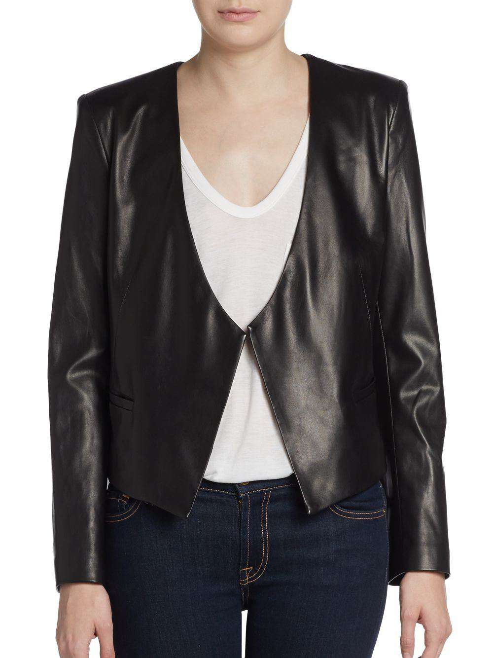 MASON BY MICHELLE MASON CROPPED LEATHER JACKET UK 8