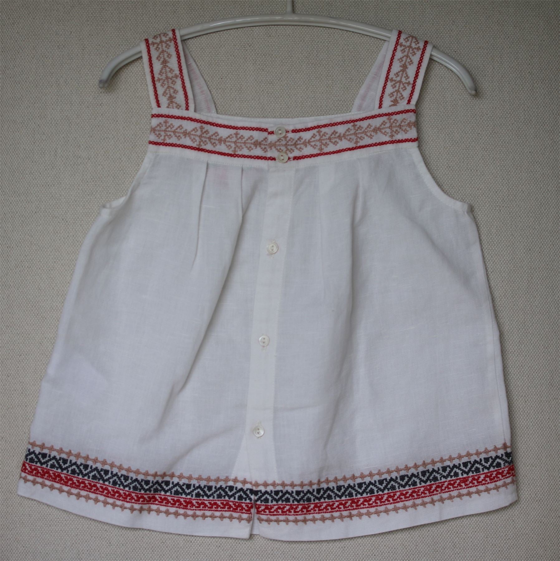 BONPOINT GIRLS WHITE EMBROIDERED SOLEIL TOP 4 YEARS