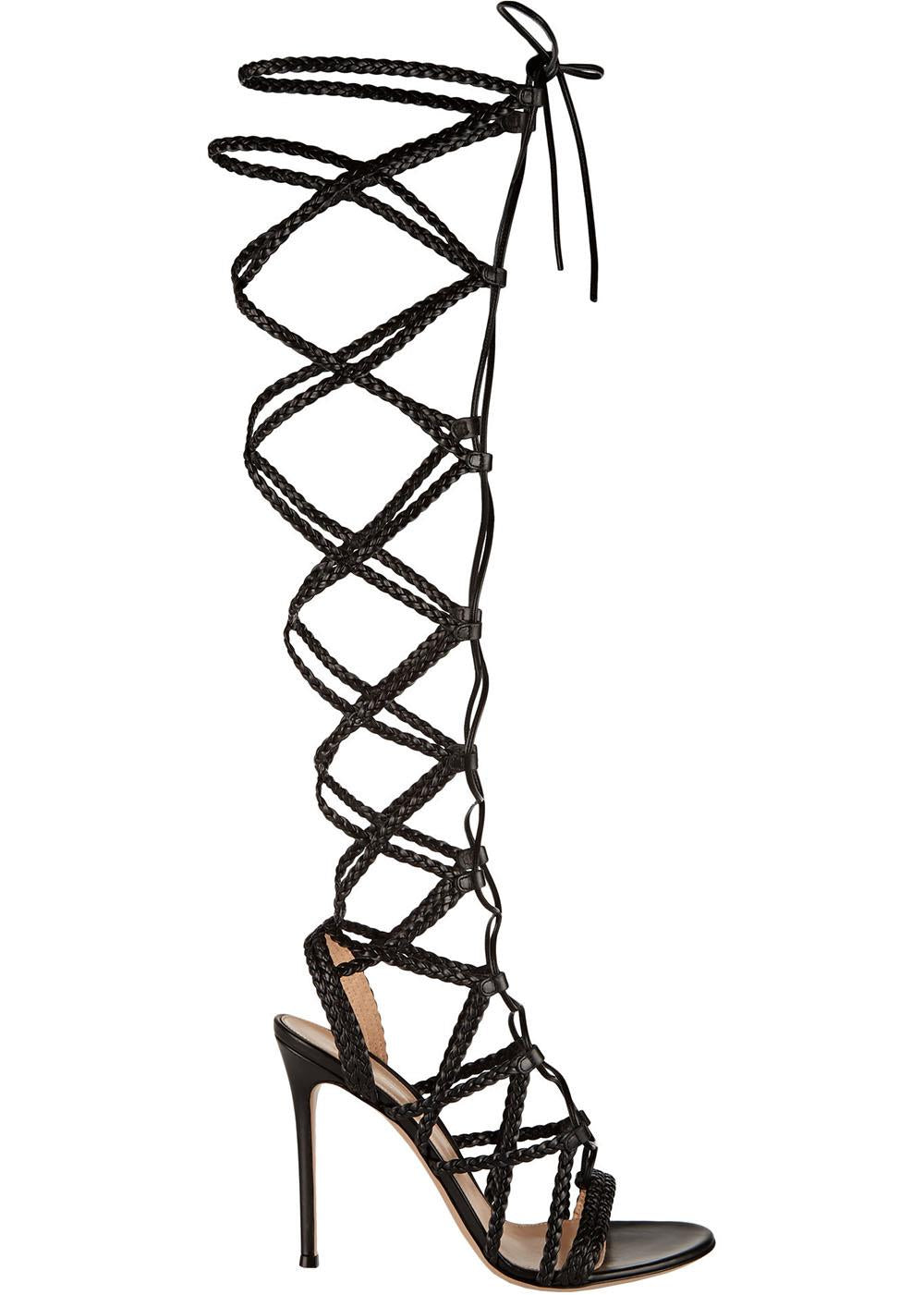 GIANVITO ROSSI BRAIDED LEATHER SANDALS EU 38 UK 5 US 8