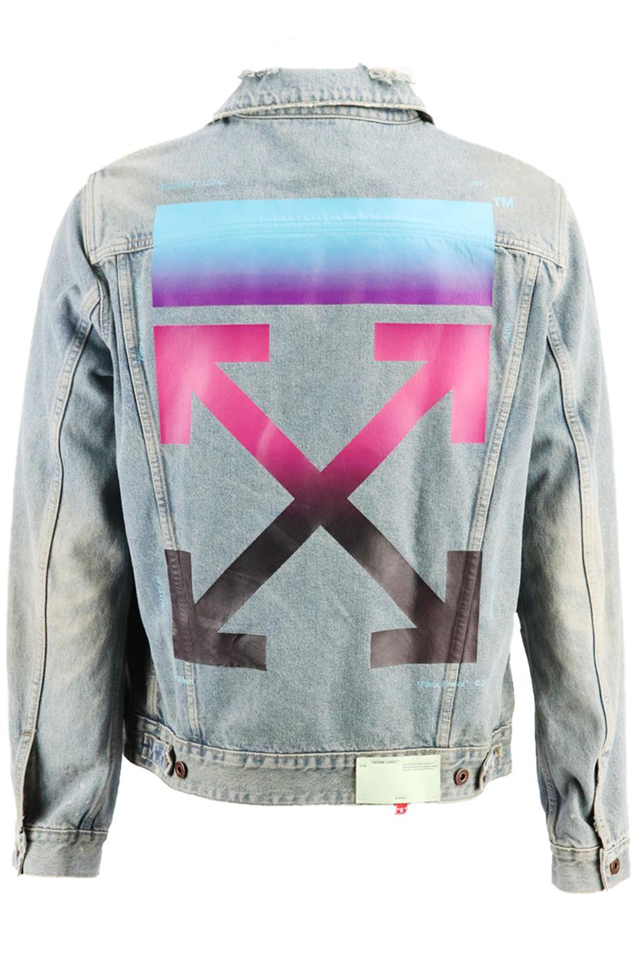 OFF-WHITE C/O VIRGIL ABLOH MEN'S PRINTED DENIM JACKET XLARGE