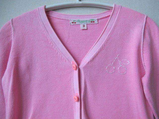 BONPOINT BABY NEON PINK COTTON CHERRIES CARDIGAN 3 YEARS