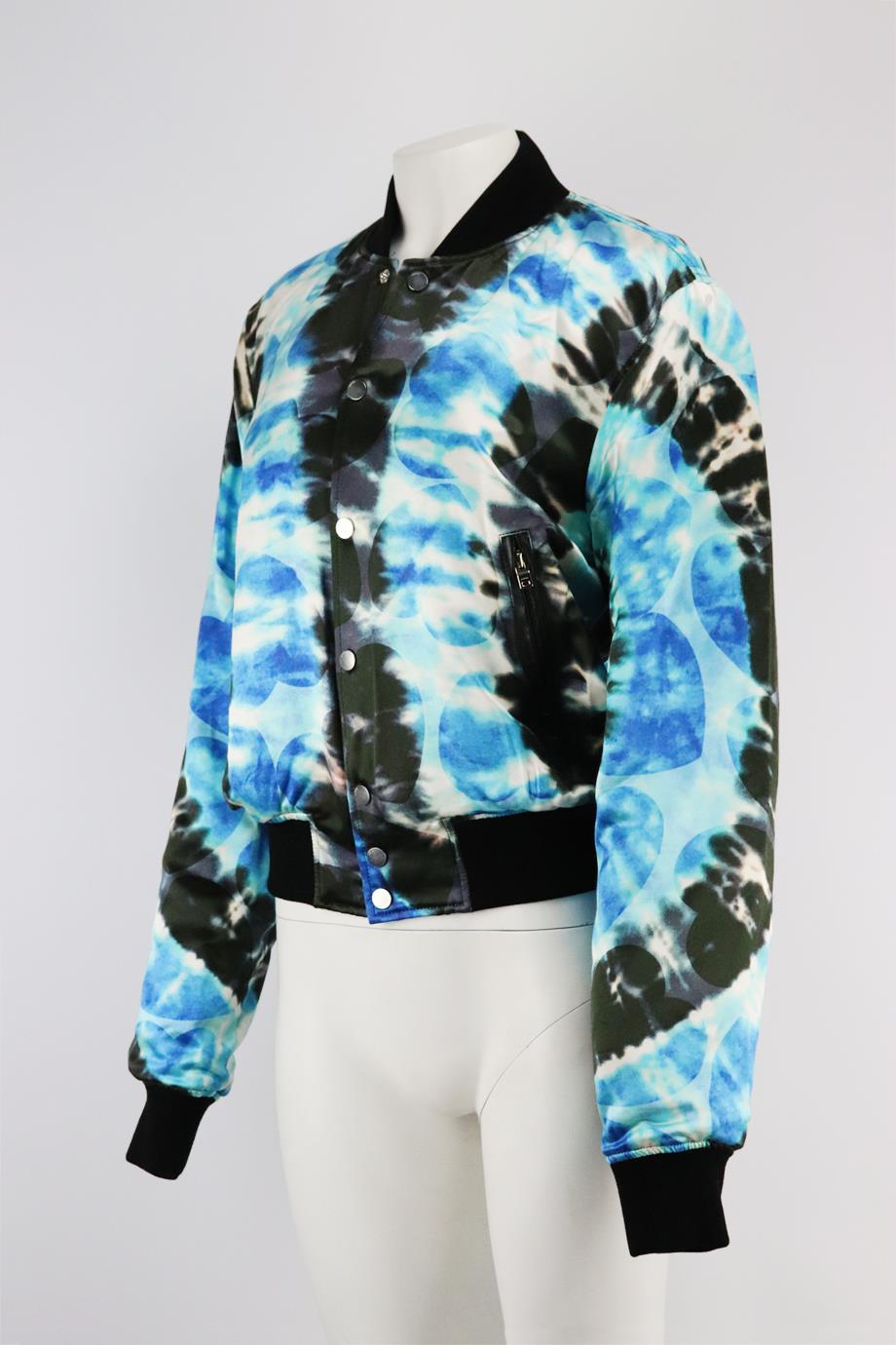 AMIRI PRINTED TIE DYED SILK BLEND BOMBER JACKET SMALL