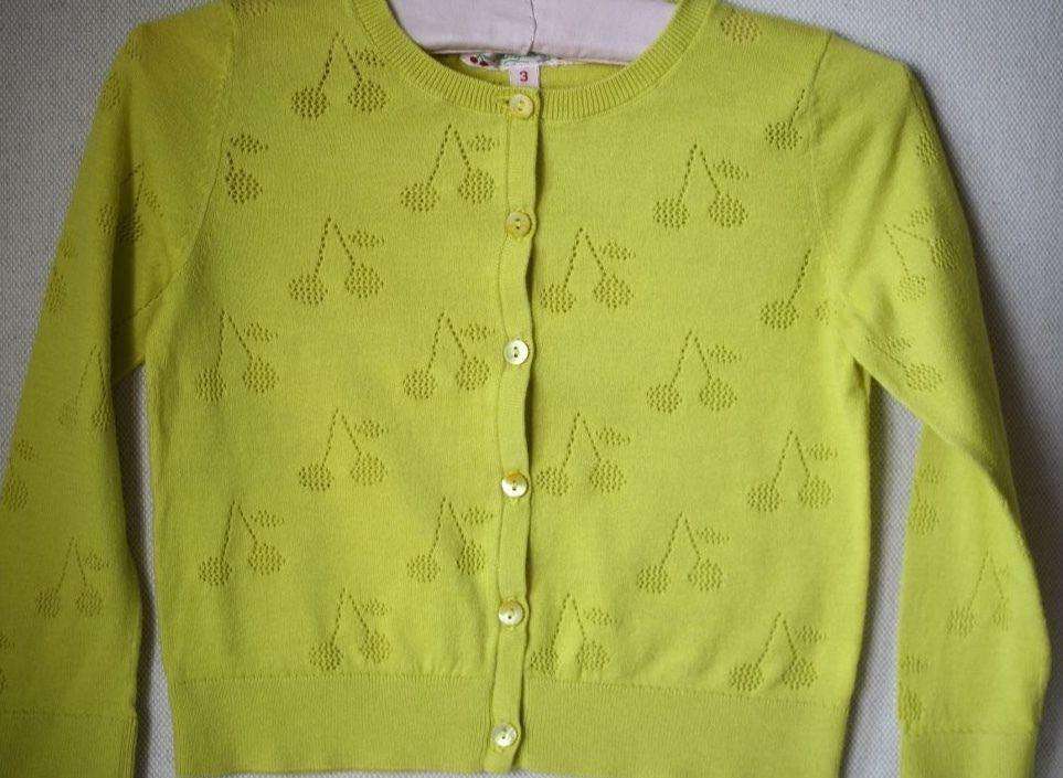 BONPOINT BABY YELLOW CHERRIES COTTON CARDIGAN 3 YEARS