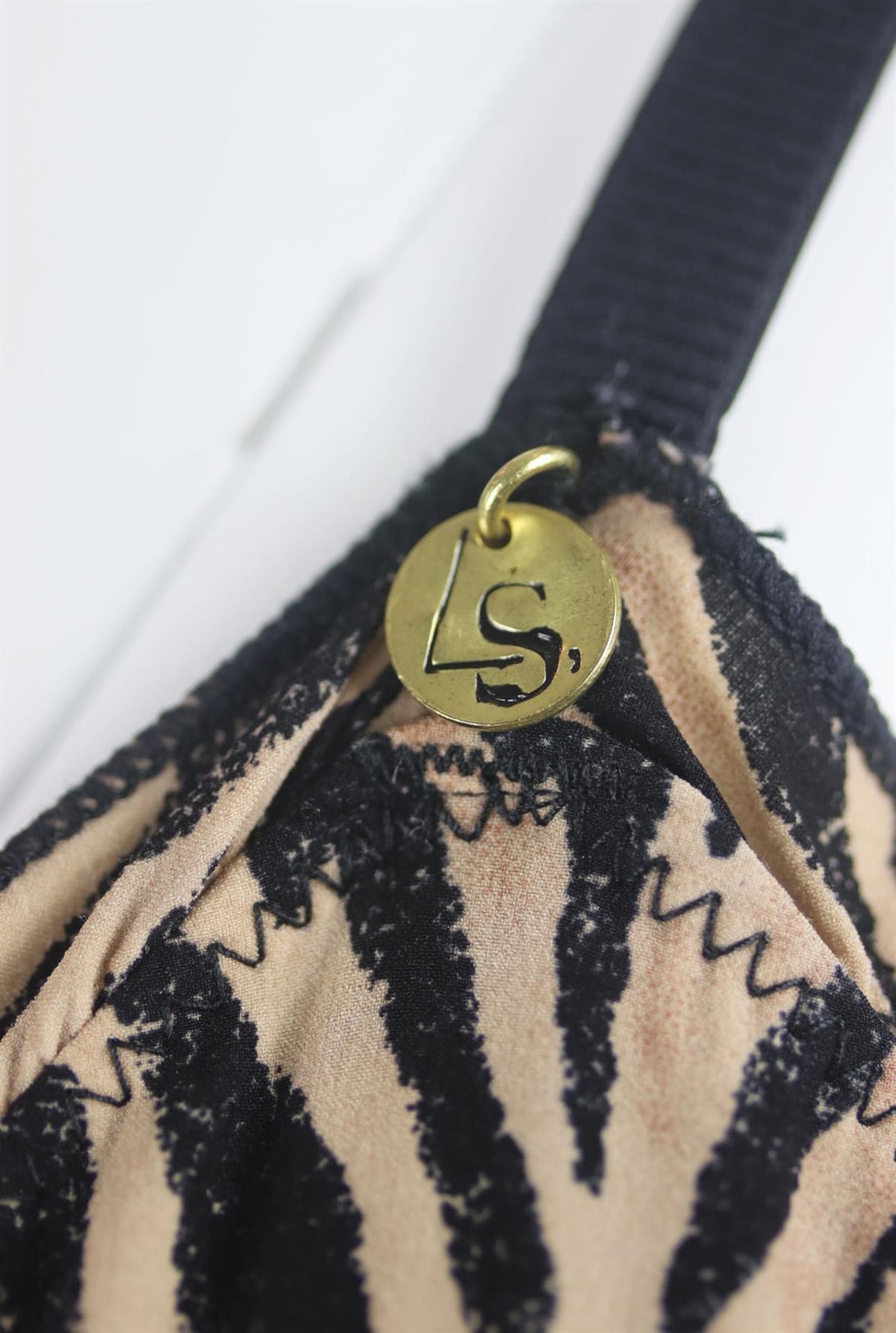 LOVE STORIES RUFFLE TRIMMED PRINTED TRIANGLE BIKINI UK 12
