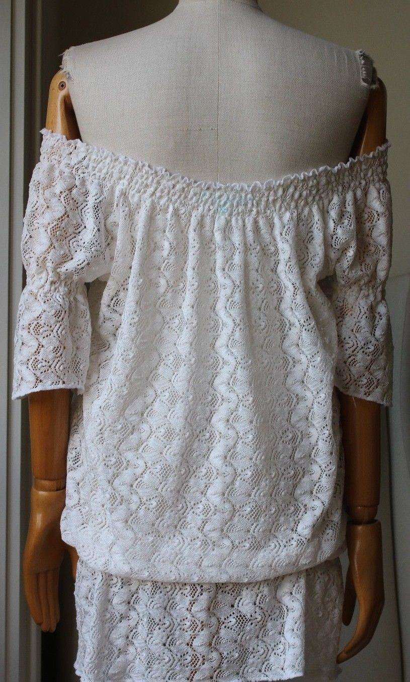 MELISSA ODABASH NICOLA CROCHET OFF-THE-SHOULDER DRESS ONE SIZE