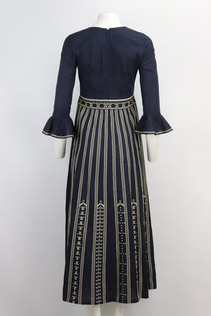 EMPORIO SIRENUSE RUFFLED EMBROIDERED COTTON VOILE MAXI DRESS IT 38 UK 6