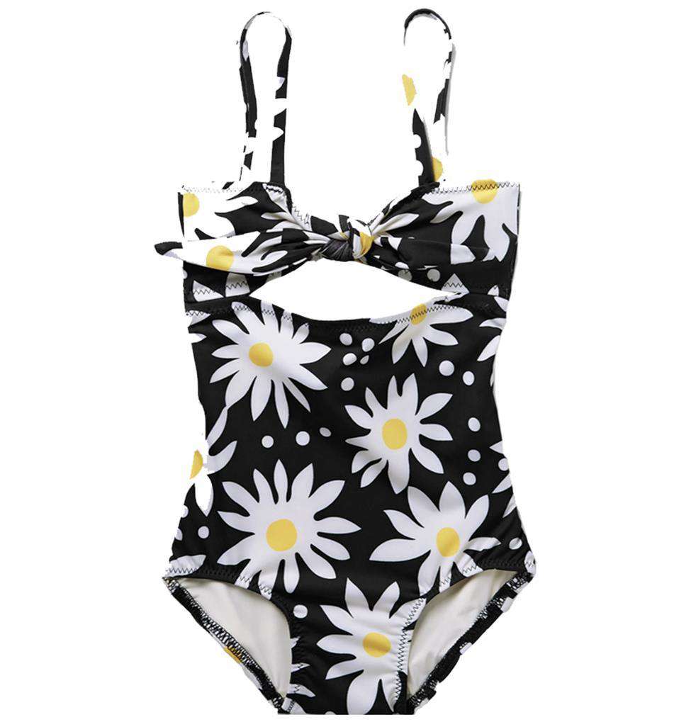 SOLID AND STRIPED KIDS GIRLS FLORAL SWIMSUIT 6 YEARS