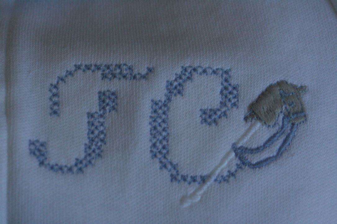 TARTINE ET CHOCOLAT BABY WHITE BLUE EMBROIDERY BABYGROW 3 MONTHS