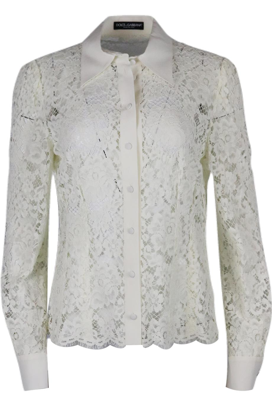 DOLCE AND GABBANA CORDED LACE SHIRT IT 44 UK 12