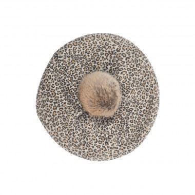 BONPOINT GIRLS ANIMAL PRINT CASHMERE BERET HAT 4 YEARS