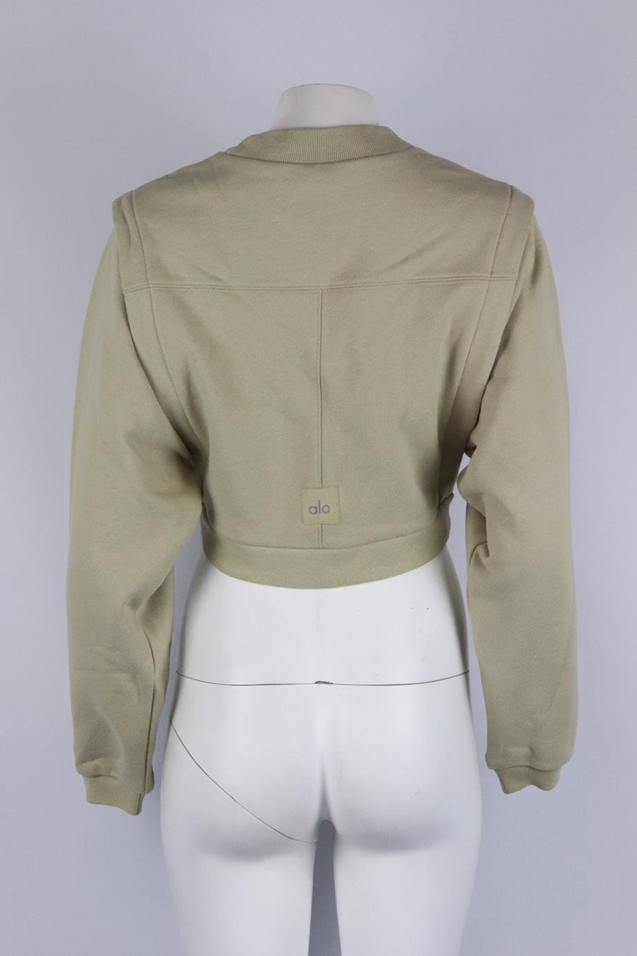 ALO YOGA CROPPED COTTON JERSEY SWEATSHIRT SMALL