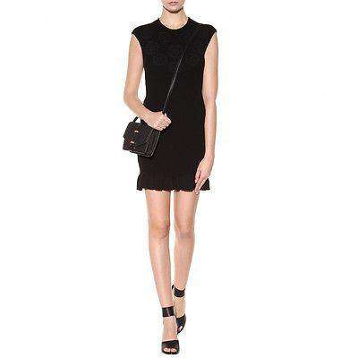 ALEXANDER MCQUEEN BLACK TEXTURED MIDI DRESS MEDIUM