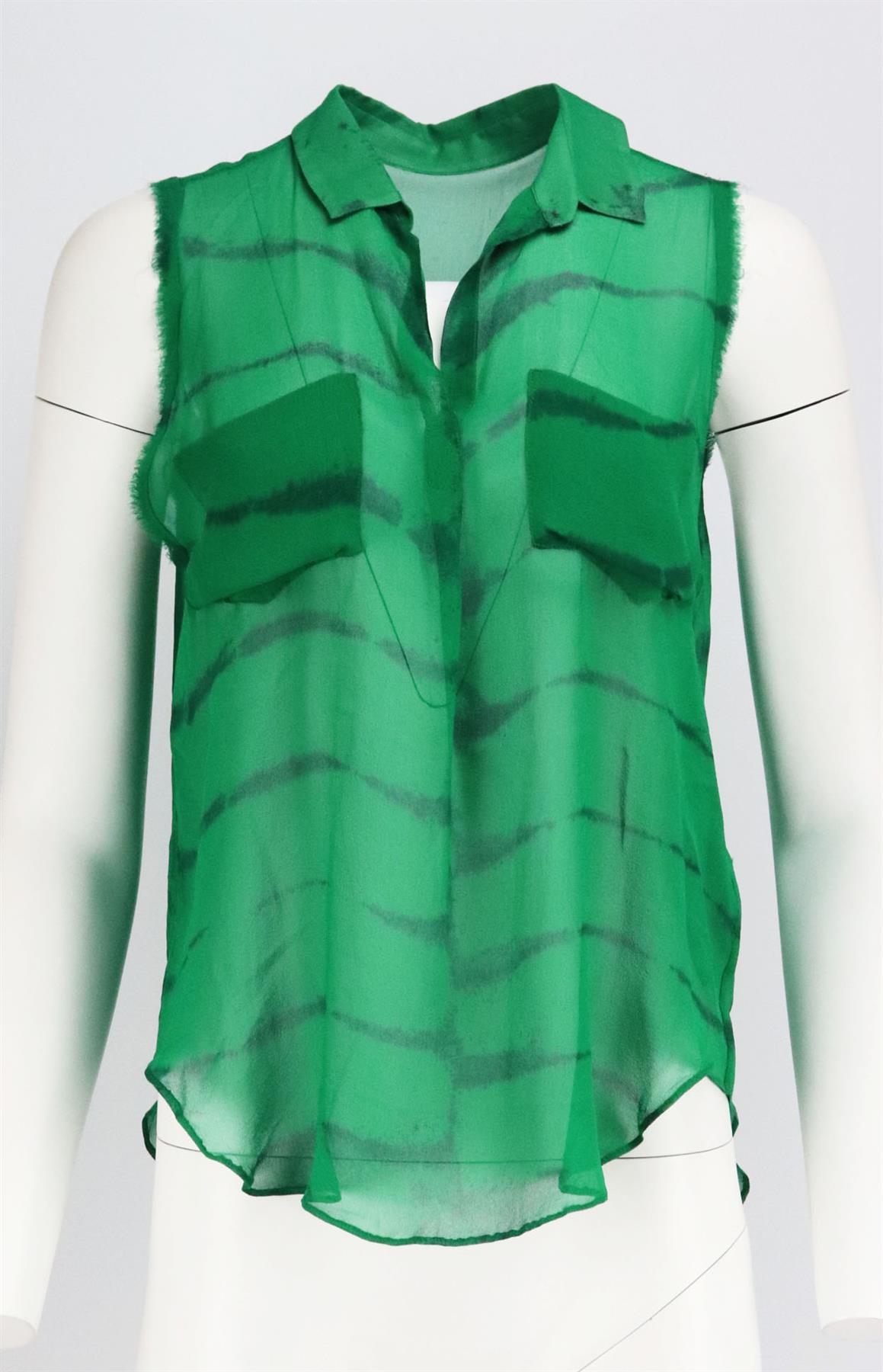 RAQUEL ALLEGRA TIE DYED SILK CHIFFON BLOUSE UK 8