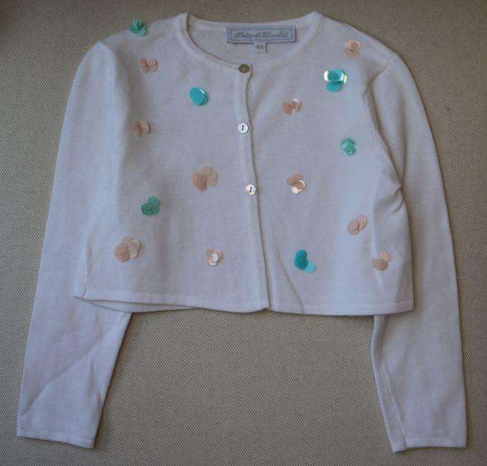 TARTINE ET CHOCOLAT GIRLS WHITE CARDIGAN 4 YEARS