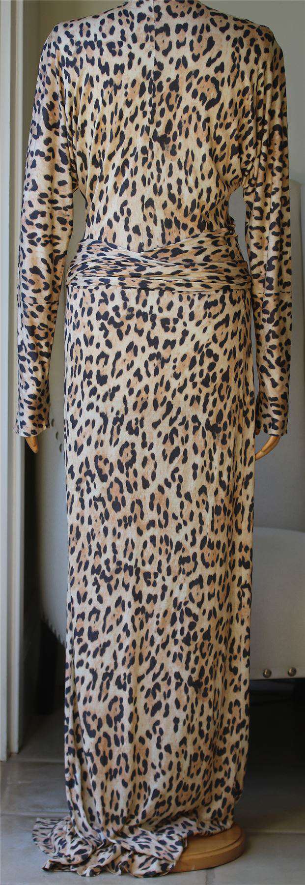 MELISSA ODABASH GARBO CHEETAH-PRINT WRAP MAXI DRESS MEDIUM
