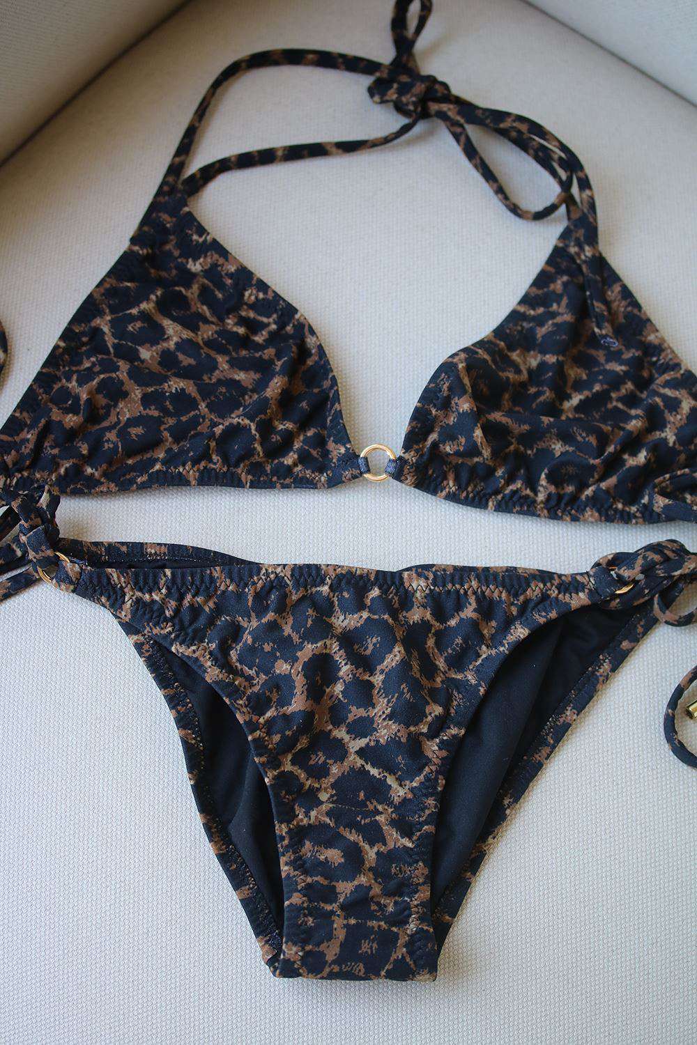 MELISSA ODABASH MONTE CARLO CHEETAH PRINT TRIANGLE BIKINI UK 10/14